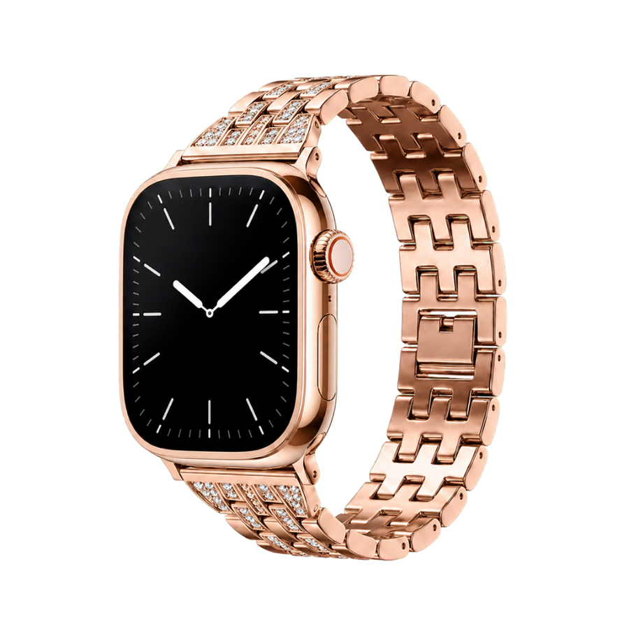 Gilded Rhinestone Chain Band — Rose Gold