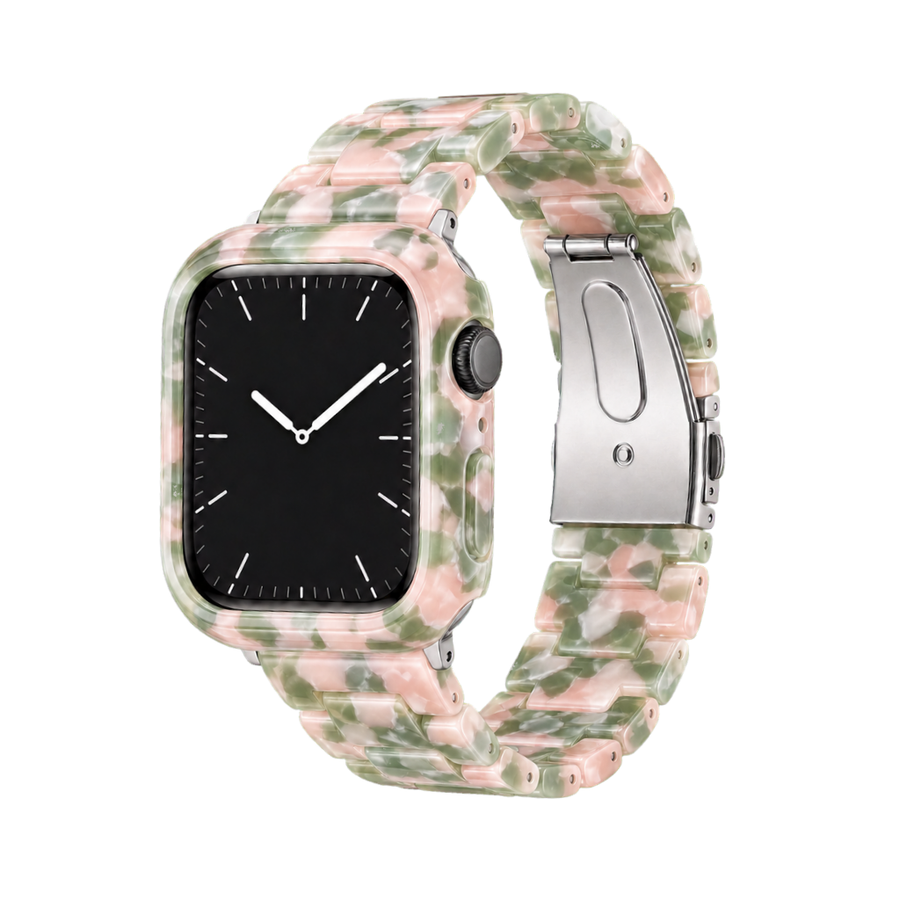 Featherlight Resin Band & Case Set — Pink-Green Resin + Case