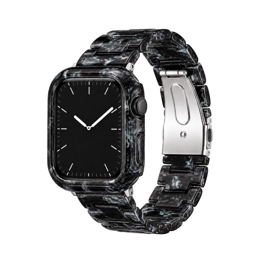 Featherlight Resin Band & Case Set — Black Floral Resin + Case
