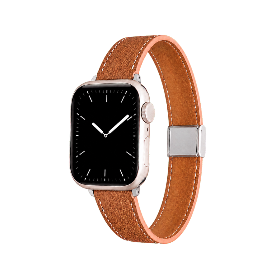 Classic Magnetic Leather Band — Genuine Leather Magnetic - Deep Brown