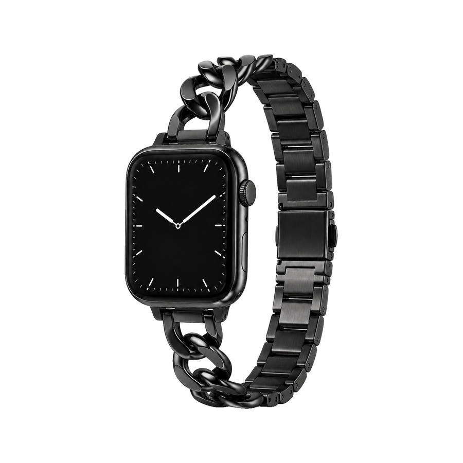 Chanel-Style Link Chain Band — Black (with Removal Tool)