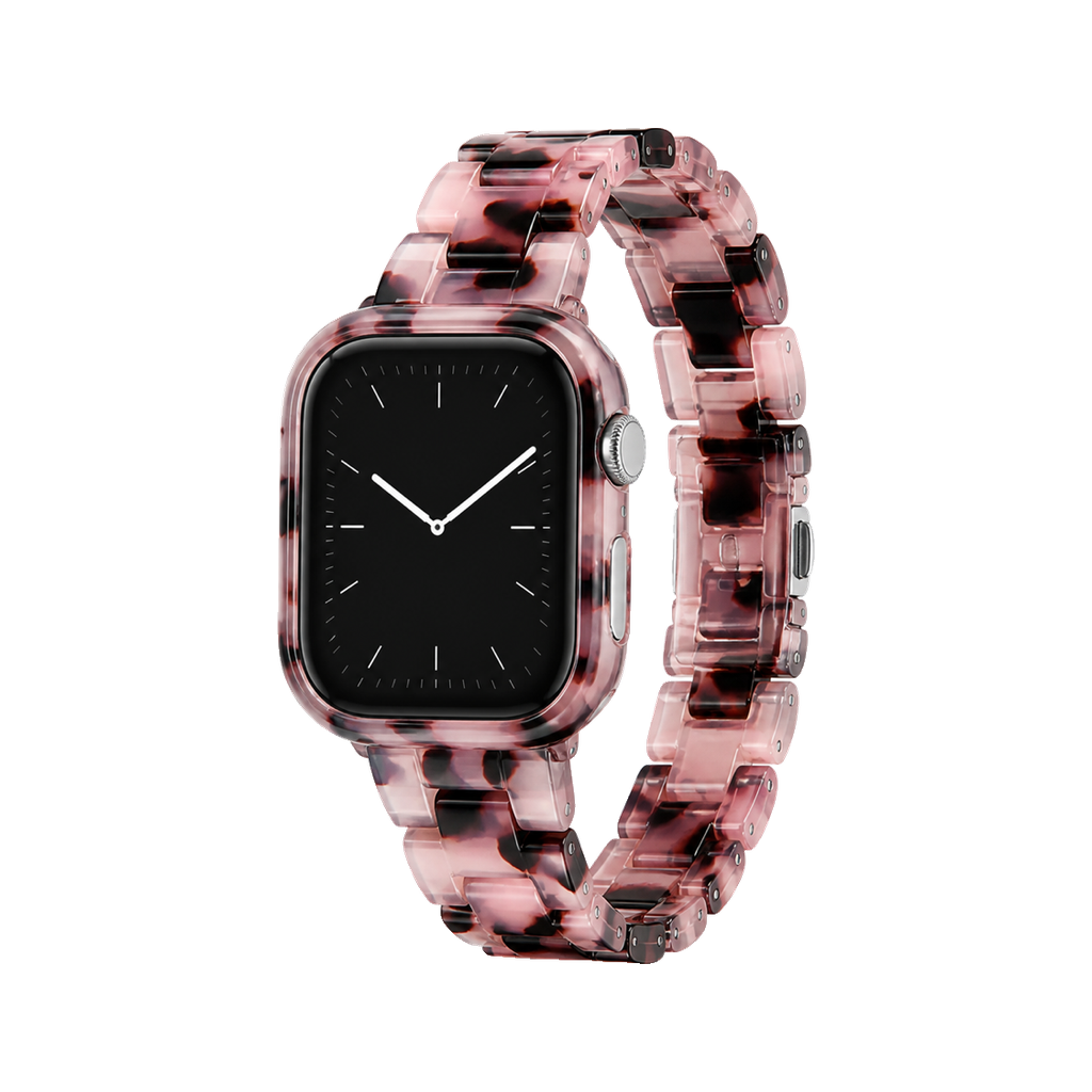 Featherlight Resin Band & Case Set — Red-Pink Floral Resin + Case