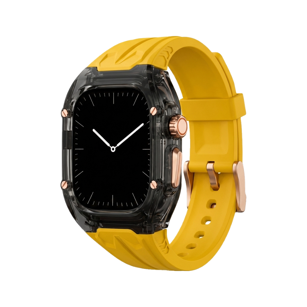 Glacier Haute Ultra Case-Band — Clear Black Case + Yellow Band + Pin Buckle