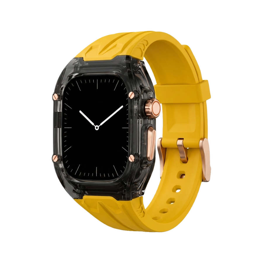 Glacier Haute Ultra Case-Band — Clear Black Case + Yellow Band + Pin Buckle