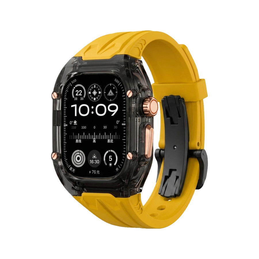 Glacier Haute Ultra Case-Band — Clear Black Case + Yellow Band + Butterfly Buckle